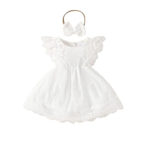 Infant Baby Girl Boho Floral Lace Dress with Headband