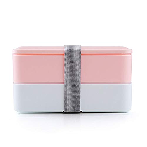 boîte à repas, Boîtes à Bento 1000ml boîte déjeuner Double couche conteneur de(Pink)