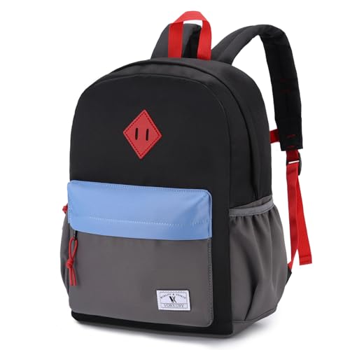 VX VONXURY Mochila Escolar Infantil Leve para Crianças de 3-8 Anos, com Fecho no Peito e Alças Acolchoadas - Ideal para Escola, Creche ou Uso Diário, Preto e Cinza, M