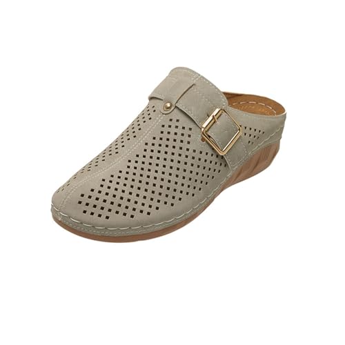 Sandales Baotou été tendance à fond épais pour femme avec boucle creuse et couleur unie chic