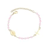 Pulseras Mujer Señora Pulsera Niñas Regalo Cristal con Cuentas Jesús Cruz Encanto Extensor Cadena De Mano para