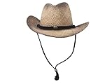 MG Tea Stained Raffia Straw Cowboy Hat - Tan with tint of black