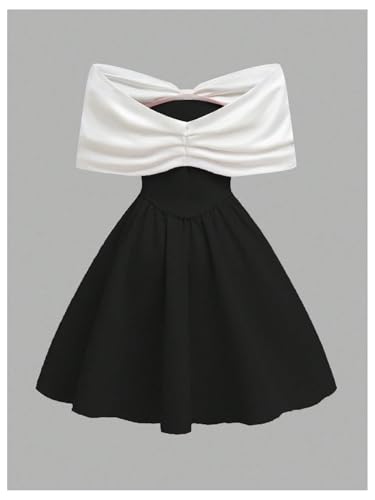 Floerns Girl's Off The Shoulder Bow Dress Ruched Ruffle Hem Mini Birthday Dresses2