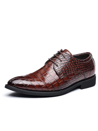 Image of Men's Retro Crocodile Print Dress Shoes Modern Formal Business Oxford Casual Leather Shoes
