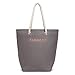 WEDDINGSTAR Large Personalized Cabana Nylon/Cotton Blend Beach Tote Bag - Gray