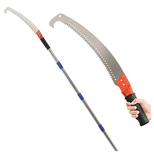 MIYA Pole Saw - High Reach Pole Pruner with 10ft Lightweight Stainless Steel Pole - Manual Pole Cutter for Trees