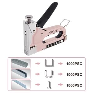 Miniatura 7 de Shall - Grapadora De Mano 3 En 1 Potente Con 3000 Pinzas, Potencia De Tiro Ajustable, Pistola Grapadora Para Carpintería, Decoración, Fijación De Cables, Con Extractor De Grapas