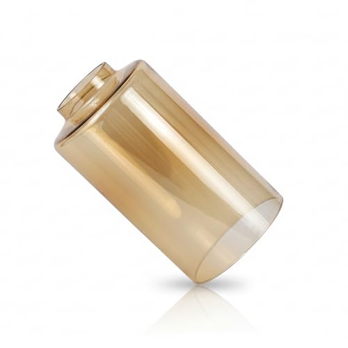 Image of SINOMAN Amber Glass Lamp Shade Cylindrical Transparent Golden Brown Globe for Pendant Lights, Wall Sconces, Chandeliers and Ceiling Fixtures Vintage Style Amber Glass Light Cover for Home