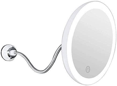 NOALED Espejos de Mano Tocador cosmético 5 Veces Aumento LED 7 Pulgadas Maquillaje Belleza con luz con Ventosa Mesa
