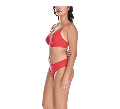 Image of Elina Women's Full Coverage Non Padded with Detachable Strap Cotton Hosiery Bra and Panty Set (Lovia Set)