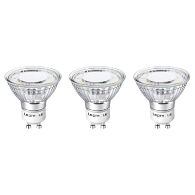 Lepro GU10 LED Light Bulbs Non-Dimmable, 5000K Daylight White GU10 Bulb Replacement for Recessed Track Lighting, 4W LED Bulbs with 100°Flood Beam for Kitchen, Range Hood, Living Room, Bedroom, 3 Pack