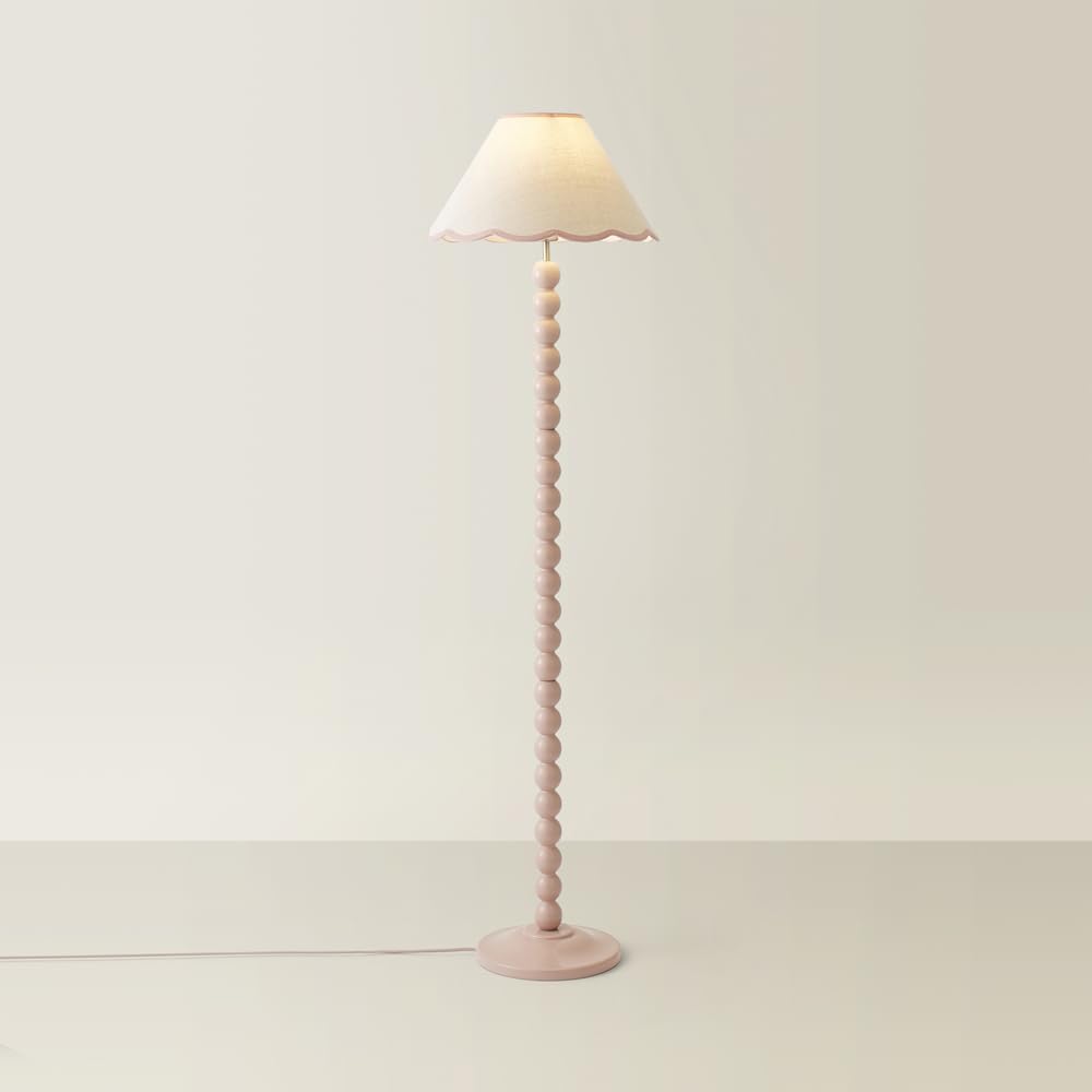 ValueLights - Floor Lamp - Bobbins - Rose Pink - Linen Shade