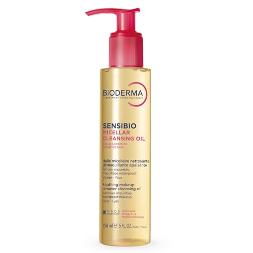 Bioderma Sensibio Micellar Cleansing Oil, 1st Ecobiological Micellar Formula Gentle Face Cleanser That Deeply Cleanses, Soothes & Nourishes Skin with Oil-to-Milk Texture, Fragrance-Free, 5 Fl Oz