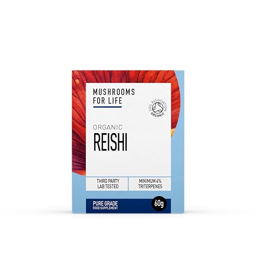 Organic Reishi Supplement - Mushroom Superfood Supplement - Reishi Mushroom Complex - Pure Grade Extracts, No Binders (Powder 60g) (60g Powder)