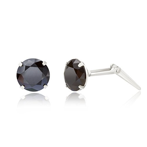 Argent sterling 5 mm Oxyde de Zirconium Noir CZ Stud Boucles d'oreilles andralok/Boîte Cadeau