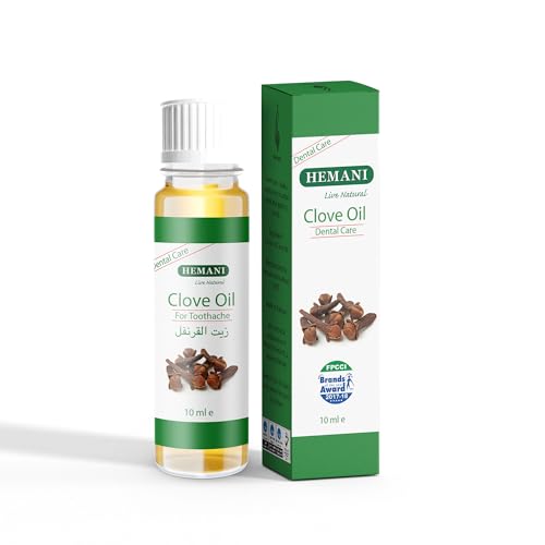 Hemani Clove oil for teeth and gums 10ml - Natural Dental Care & Toothache Relief, Soothes Tooth Pain, Gum Inflammation & Bad Breath, Pure & Undiluted, Therapeutic Grade