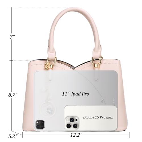 Image of KKXIU Triple Compartments Purses and Handbags for Women Fashion Ladies Satchel Shoulder Top Handle Bag
