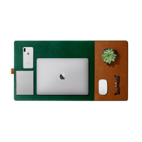 Image of DailyObjects Turf 2.0 Desk Mat | Super Smooth Felt for Gaming Home and Office | Vegan Leather | Work from Home Solution for Laptop Keyboard and Mouse | Reversible Anti Slip Water Resistant - Green