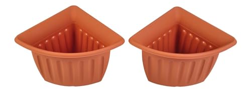 Eck-Blumentopf 4er-Set Terrakotta Pflanztopf Blumenkübel Pflanzkübel Pflanzgefäß