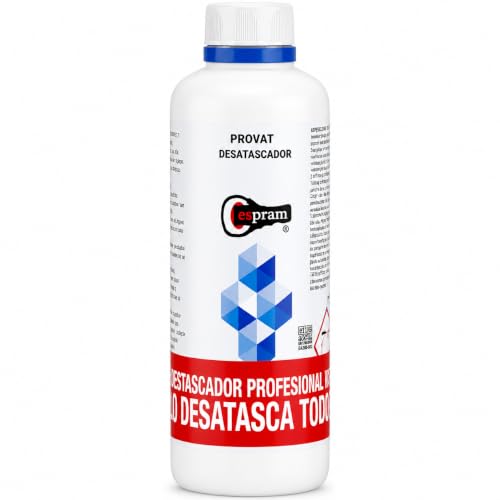 CESPRAM PROVAT Desatascador Tuberías Profesional Químico 1 L (2 kg), Atascos Difíciles, Fregadero, WC y Ducha, Sin Dañar Tuberías (1Unidad).