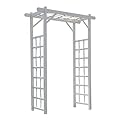 Dura-Trel Elmwood Arbor, 57 by 84 Inch PVC Patio Garden Arch, Outdoor Lattice Frame Decoration or Trellis for Climbing Plants, White