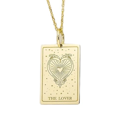 Pendentif tarot The Lover argent 925 collier chaîne 45 mm bijou carte cœur