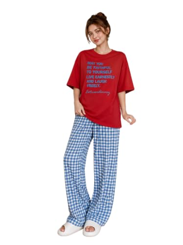 Image of KSHS Womens Korean Night Dress || Full Pyjama Set ||Korean Nightsuit || Women Nightwear ||Round Neck Half Sleeve Nightsuit || Loungewear || Everyday Nightdress Women's Pyjama Sets