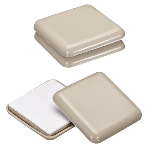uxcell Furniture Sliders, 4Pcs 2" - Plastic Self-Adhesive Square Sliding Pads, Chair Glides for Carpeted Tile Vinyl Hardwood Floors (Grey)