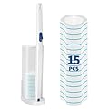 BOOMJOY Disposable Toilet Brush Set with 15 Wand Refills, Toilet Bowl Cleaner Wand with Holder, Toilet Cleaning System Starter Wand Kit, Bathroom Cleaning Set