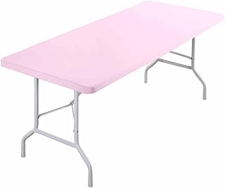 SHTGOI Mantel elástico de elastano, rectangular, protector de mesa con goma elástica, lavable y plegable, mantel de jardín para exterior, terraza, fiesta, camping, mesa de color rosa (183 x 76 cm)