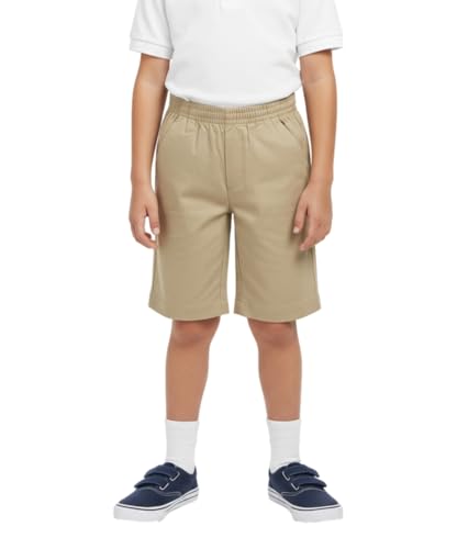 unik Boys All Elastic Waist Pull up Shorts Navy Khaki Black Hunter Green Blue (Khaki, 8)