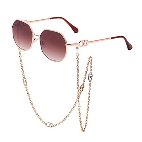 HMRGLMIE-Retro Sunglasses With Chain Men Women Anti-drop Chain Lanyard UV400 Goggles Glasses Metal Eyewear