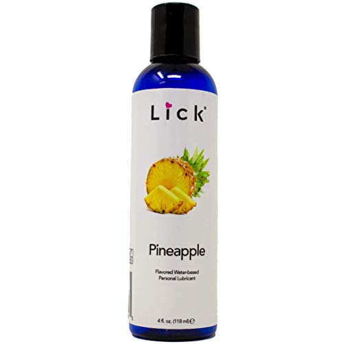 Lick Pineapple Flavored Lick Water-Based for Sex, 4 oz - Edible Lubricant