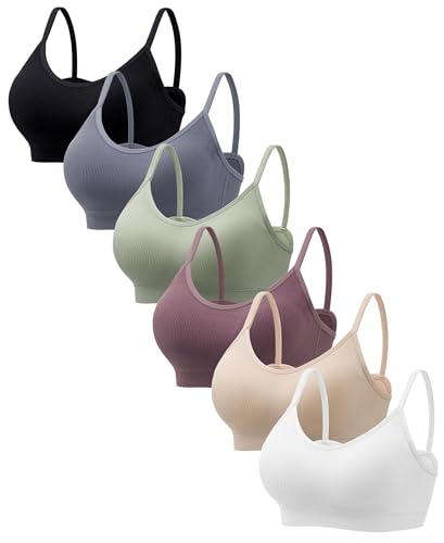 HBselect 6er Pack Gepolsterte BHS ohne Bügel Damen Rückenfrei Nahtlose Bralettes Bügelloser T-Shirt BHS Sports Bra Yoga Bustier für Frauen Mädchen M B HBselect 6er Pack Gepolsterte BHS ohne Bügel Damen Rückenfrei Nahtlose Bralettes Bügelloser T-Shirt BHS Sports Bra Yoga Bustier für Frauen Mädchen M B