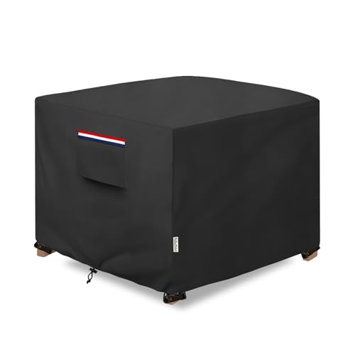 SoloToo Patio Ottoman Cover Waterproof Heavy Duty Square Outdoor Ottoman Covers, 25W x 25D x 18H Inches Patio Furniture Covering Protector Outdoor Side Table Cover (Black)