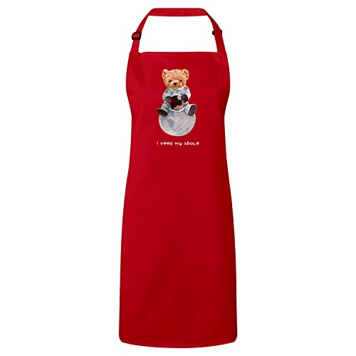 Tablier cuisine rouge robuste fait main anti taches ours