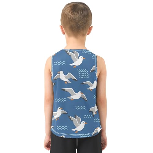 J JOYSAY Seagull Wave Blue Boys Tank Top Sleeveless Muscle Shirts Quick Dry Workout Active Sport Kids T-Shirts 3-15T3