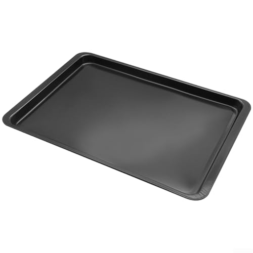 Bandeja rectangular de acero al carbono de 14.5 pulgadas con revestimiento antiadherente y construcción de borde enrollado para hornear estable (negro)