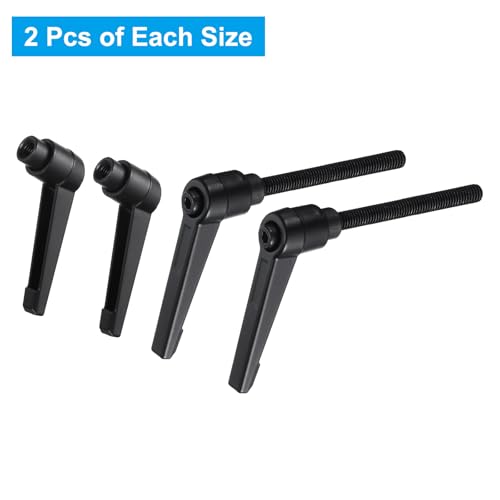Image of uxcell 4pcs Clamping Lever Adjustable Handle Set Metric M6 x 60mm Male & M6 Female Thread Level Handles Hand Stud Knobs Quick Release Black for Lathe Machinery
