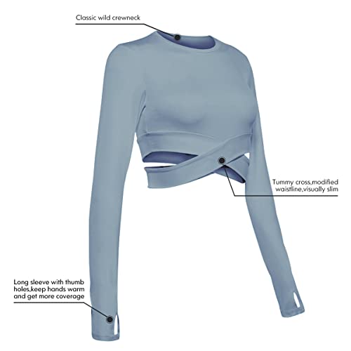 DREAM SLIM Short Sleeve Crop Tops for Women Tummy Cross Fitted Yoga Running Shirts Gym Workout Cropped Tank Tops