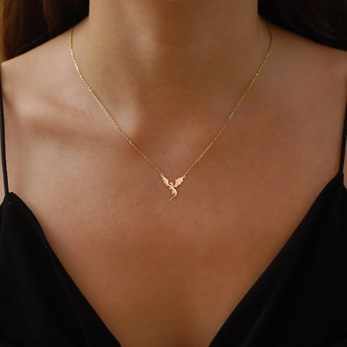 Gold Necklace for Women-14K Gold Plated Bow,Dragon,Shell, Palm Tree, Seahorse, Conch Shell,Sardines, Cowboy Boot,Bat,Bunny Pendant Beachy Jewelry for Women Gifts2