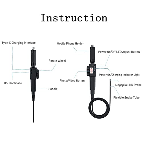 Borescopes 2.0MP Steering Industriële Endoscoop, 8.5mm Lens 1080P HD Bestuurbare Inspectiecamera, 2600mAh Batterij, Met… - Image 7