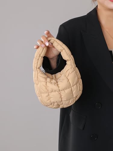 Image of Quilted MINI Handbag and Purses Women Puffer Nylon Hobo Cotton Padded Purse Work Travel Lightweight
