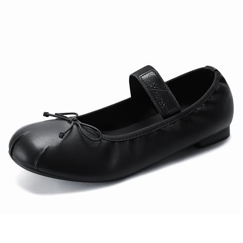 Athlefit Ballet Flats Shoes for Women Mary Jane Flats Bow Dressy Comfortable Round Toe Slip On Ballerina Flat Shoes