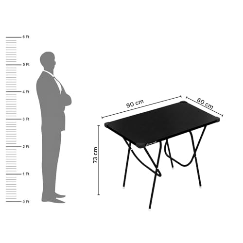 Image of Mighty Home Multipurpose Foldable Study Table | Laptop Desk for Home & Office | 2-Seater Dining Table | Portable Design | Safe Corner Protection | Engineered Wood Top & Metal Frame | Black