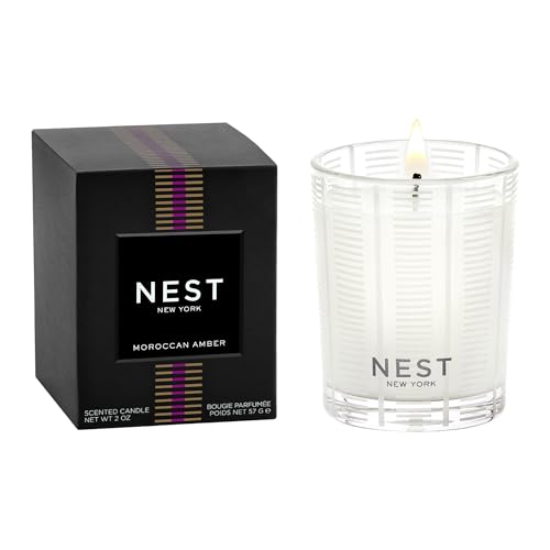 Image of NEST New York Scented Votive Candle, Moroccan Amber - 2 oz - Up to 28-Hour Burn Time - Reusable Glass Vessel