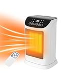 Primevolve 1800W Electric Heater, Portable Ceramic Space Heater with ECO Mode, Small Energy Efficient Room Heater，70°Oscillation, Remote Control, Quiet Fan Heater, Overheat & Tipping Protection