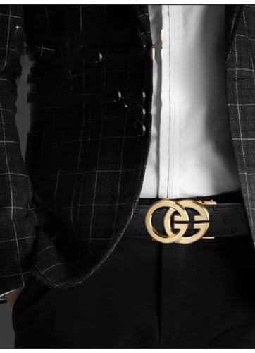 Mens Belt Leather Ratchet Belt For Men Dress and Casual Pants 1 3/8" with Adjustable Buckle, Trim to Fit(Suitable for size 28"-38" waist)4