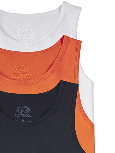 Fruit of the Loom Boys' Solid Multi-Color Soft Tank Tops, 3 Pack, WHITE/ORANGE/BLACK, Small2