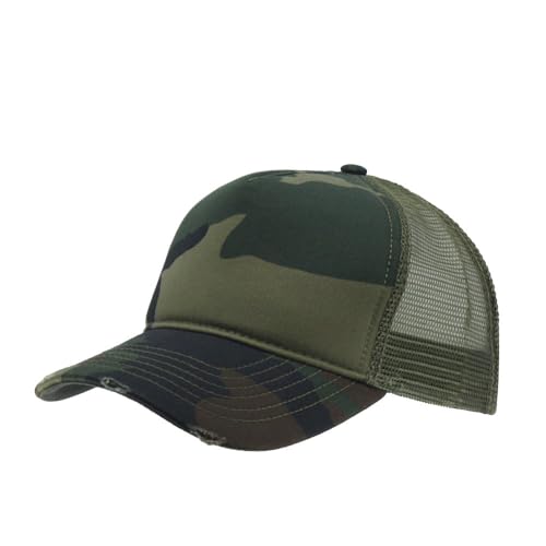 Image of The Vintage Year High Crown Foam Mesh Camouflage Trucker Hat Baseball Cap
